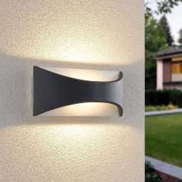 Lindby LED wall light Mathea, 30 cm, anthracite, aluminium, IP65