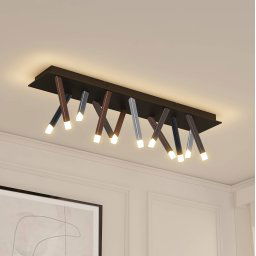Lucande Stoika LED ceiling light, 100cm, angular, metal
