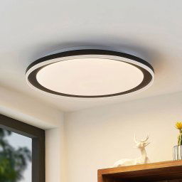 Lindby Verdan LED ceiling light, black, metal, dimmable, CCT
