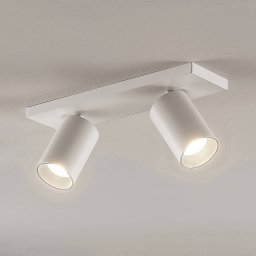 Arcchio spotlight Brinja, white, angular, Ø 6 cm, 2-bulb, GU10