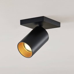 Arcchio spotlight Brinja, black, angular, Ø 6 cm, 1-bulb, GU10