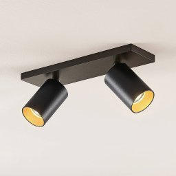 Arcchio spotlight Brinja, black, angular, Ø 6 cm, 2-pin, GU10