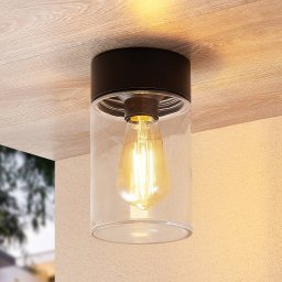 Arcchio Liljana outdoor ceiling light, IP65, black