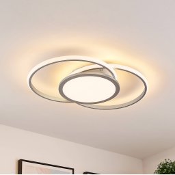 Lucande LED ceiling lamp Senne, 63 cm, silver, aluminium