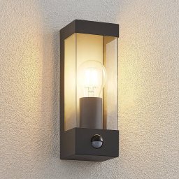 Lindby outdoor wall lamp Tilian, sensor, height 25 cm, anthracite