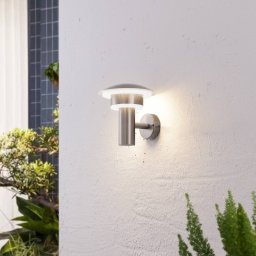 Lindby LED outdoor wall light Lillie, height 19 cm, stainless steel