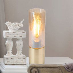 Globo Annika table lamp, brass and amber