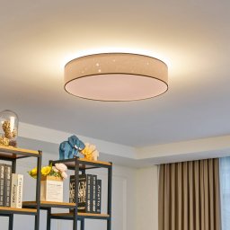 Lindby Ellamina LED ceiling lamp, Ø 60 cm, white, textile