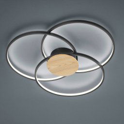 Trio Lighting Sedona LED ceiling lamp wooden detail matt black