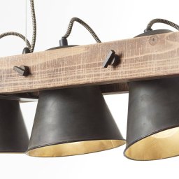 Brilliant Hanging light Plow five-bulb, black/dark wood
