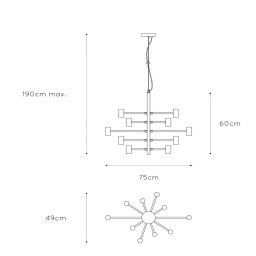 Lucide Leanne hanging light, black, ten-bulb