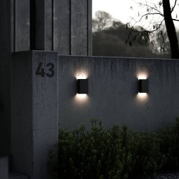 Nordlux Fold LED outdoor wall light, 15 x 21 cm, black