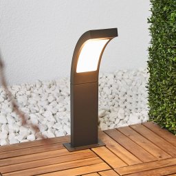 Lucande Juvia LED pedestal light, 40 cm, anthracite, IP54