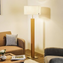 HerzBlut Dana floor lamp, natural oak, white