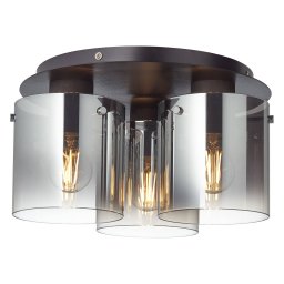 Brilliant Ceiling lamp Beth with smoked glass, three-bulb