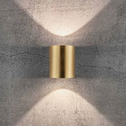 Nordlux Canto 2 LED outdoor wall light, 10 cm, brass