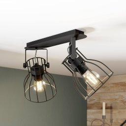 TK Lighting Alano ceiling light, black, 2-bulb