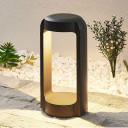 Lucande LED pedestal light Habsa, 30 cm, anthracite, metal