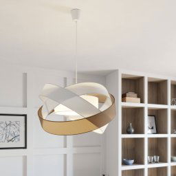 Lindby hanging light Simaria, brown/grey/white, Ø 60 cm, E27