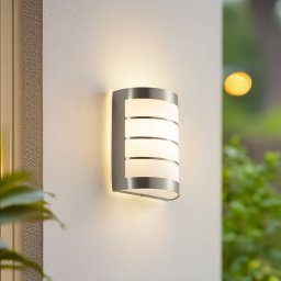 Lindby Noyan outdoor wall light, 20 cm, stainless steel, IP44, E27