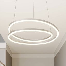 Lindby LED hanging light Davian, nickel-coloured, Ø 49 cm, dimmable