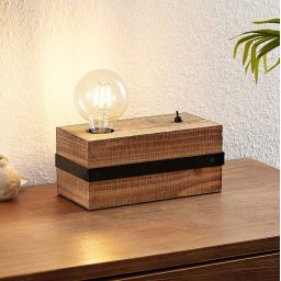 Lindby Sverina table lamp made of wood, 1-bulb