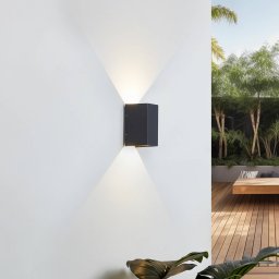 Lucande LED wall lamp Kimian, height 17 cm, anthracite, IP54