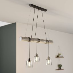 BRITOP Karrl pendant light, 3-bulb, smoke grey/grey