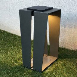 Les Jardins Skaal LED solar lantern, aluminium, 40 cm, grey