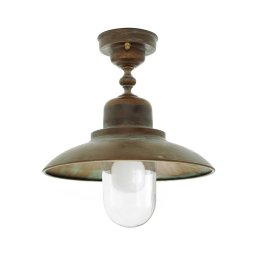 Moretti Luce Outdoor ceiling light Turino, IP44, brass, glass, Ø 30 cm