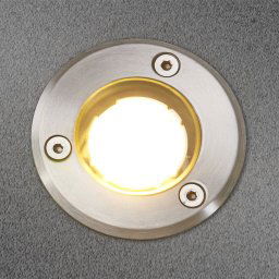 Lucande LED deck light Kenan, Ø 7 cm, stainless steel, IP67