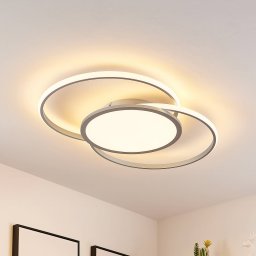 Lucande LED ceiling lamp Senne, CCT, silver, metal