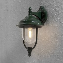 Konstsmide Parma outdoor wall light, hanging lantern in green