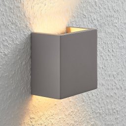 Lindby Smira concrete wall lamp in grey, 12.5 x 12.5 cm