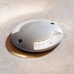 Lindby LED deck light Nandita, Ø 10 cm, silver, IP65