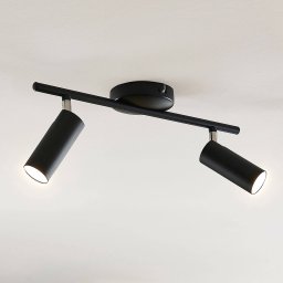 Lindby Camille LED ceiling light, black, 2-bulb