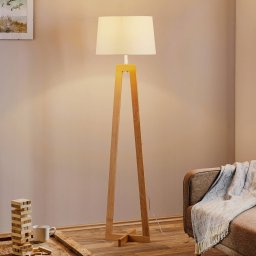Aluminor Sacha LS floor lamp, wood and fabric, white