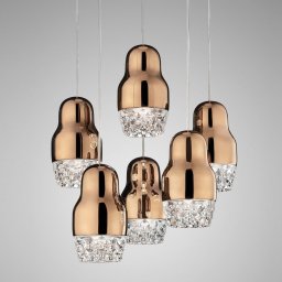 Axo Light Six-bulb LED hanging lamp Fedora rose gold