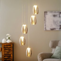 Brilliant Metropolis smoked glass 5-bulb LED pendant light