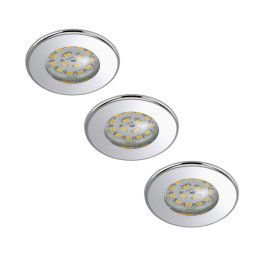 Briloner Set of 3 LED recessed lights Nikas IP44, chrome