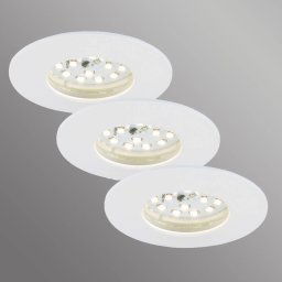 Briloner LED recessed light Attach Dim, IP44, set of 3, white