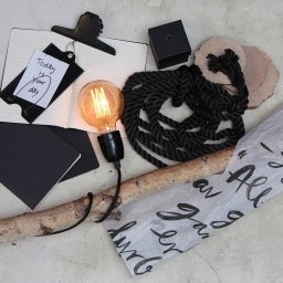 STAR TRADING Glaze E27 socket with cable, black