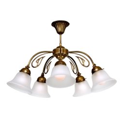 Berliner Messinglampen OLGA five-bulb ceiling light brass