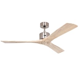 CasaFan Macau ceiling fan, chrome, light natural wood