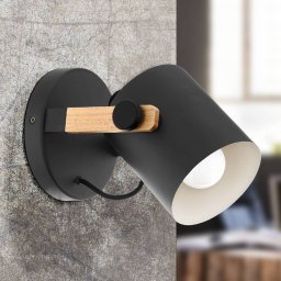 EGLO Hornwood wall light with wooden detail, black