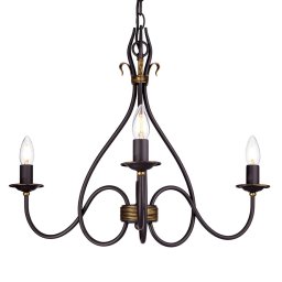 Elstead Windermere Hanging Light Wrought Iron Three Bulbs