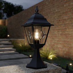 Elstead Norfolk pedestal light, leaded glass