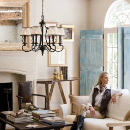 HINKLEY Six-bulb chandelier Plymouth