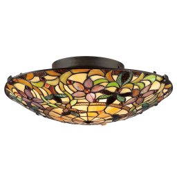 QUOIZEL Unusual ceiling lamp Kami in a Tiffany style
