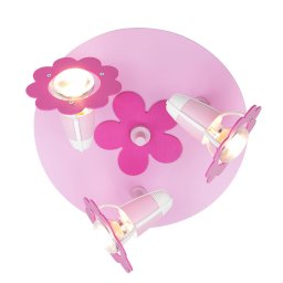 Elobra Flower ceiling light, pink, round, three-bulb